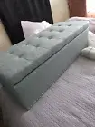 Madison Park Frances Tufted Storage Ottoman - Mint Fabric - 42"W x 18"D x 18" H