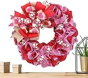 Valentine's Day Decor, Handmade Love Wreath, Wedding Door Wreath, Heart-Shaped Wreath, Valentine's Door Decoration, Mesh Ribbon Heart Wreath, Wedding Wall Decor, Love Wreath for Home