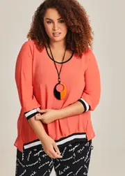 [Taking Shape] Taking Shape Orange Chiffon Tango Tunic Size 18 in Orange Tango - Plus Size Women's Tops & T Shirts Orange Tango