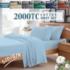 2000TC 4 Pcs Cotton Flat Fitted Sheet Set Single/KS/Double/Queen/King Bed Set