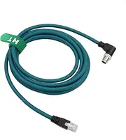 Ethernet Cable for PLC Router Network Cognex Basler Baumer Sick Keyence Datalogic Microscan Vision Camera Sensor Reader, M12 8 Pin X-Code Right Angle 90-Degree to RJ45 (20m)