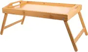 KITANDOVE Multi-Purpose Bed Tray Table Foldable Laptop Desk Natural Wood Breakfast Serving Dormitory Use