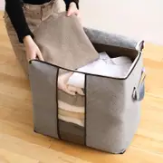 High Capacity Clothes Quilts Storage Bags Folding Organizer Bags Bamboo Portable Storage Container S GREY