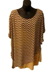 TOP in VINTAGE ~ LADY NOIZ~ Beige/Black TOP * Size 2XL { 22 }* NWT * SALE !!