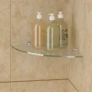 Bathroom Round Corner Glass Shelf 8mm Tempered Toughen Clear Glass