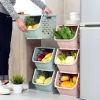 在飛比找ETMall東森購物網優惠-居家家廚房用品置物架落地多層零食儲物籃塑料家用大全蔬菜收納筐