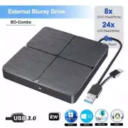 External Blu-ray DVD Drive USB 3.0 Portable DVD Player Reader Burner For Laptop