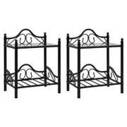 Bedside Tables 2 pcs Steel and Tempered Glass 45x30,5x60 cm Black