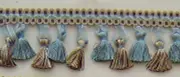 3.5" Tassel Fringe Silver Blue, Chocolate, Gold Matched Gimp Bullion Fringe Cord