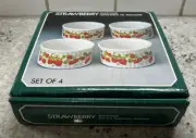Vintage 1985 Action Strawberry Bakeware Stoneware Ramekins Set In Box- Read