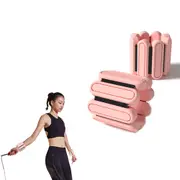 Pair of Adjustable Wrist Ankle Weights Wearable Bangles Silicone Bracelet for Yoga Aerobics Gym-Pink