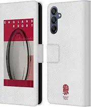 Head Case Designs Officially Licensed England Rugby Union Ball First XV Leather Book Wallet Case Cover Compatible with Samsung Galaxy A15