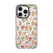 iPhone 16 Pro Clear Case MagSafe Compatible xmas gingerbread candy pattern