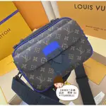 二手精品 LV 路易威登 S LOCK 郵差包 藍色 肩背包 男士 M45863