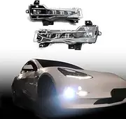 WANGDUOYU Compatible with 2020-2023 Tesla Model 3/Y Adaptive Steering LED Front Fog Lights Sequential Turn Signal Assisted Daytime Running Lights