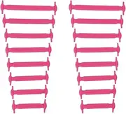 Fashion Silicone Tieless Shoelace by Coolnice Elastic Flat No-Tie Perfect for Adult, Kids, Unisex Sneakers Runners Shoes & Boots - Waterproof & Super Easy Clean Shoelaces Pull & Lock - Rose Pink