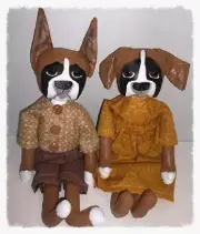 Buy 2 Get the 3rd FREE, PATTERN, Primitive Folk Art Doll, Boxer Dog Doll