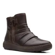 Women's Clarks, Caroline Orchid Boot 26170657 Brown FABRIC-AND-LEATHER