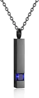 [Generic] Urn Necklaces for Ashes Stainless Steel Bar Keepsake Pendant Necklace Cube Memorial Ashes Necklace Crystal Cremation Urn Pendant for Men