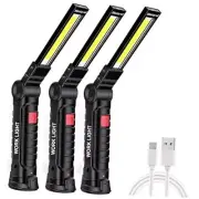 Rechargeable LED Work Light with Magnetic Base and Hanging Black 3PCS