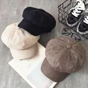 Plain Newsboy Cap Black - One Size