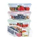 Hello Meal Prep 5-Piece 3-Compartment Leakproof Glass Storage Containers