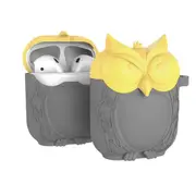 For Apple Airpod Chic Unique Owl Shape Silica Gel Earphone Protective Case Cover Yllow +Gray Airpods Owl