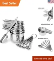 Premium Heavy-Duty 13-Piece Measuring Cups and Spoons Set - Ergonomic Design