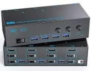 KVM Switch 3 Monitors 3 Computers, ANXQQ 8K@60Hz 4K@144Hz Triple Monitor KVM,...