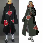 Naruto Akatsuki Tobi Uchiha Obito Robe Cloak Coat + Resin Mask Cosplay-1 black/red/orange XL