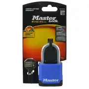 Master Lock Excell OCTAGON SHACKLE PADLOCK Covered Steel BLUE, 50mm- 1 or 4pcs