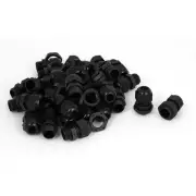 50 Pcs Black PG9 3.5-8mm 14.5mm Dia Waterproof Cable Glands Fastener Connector
