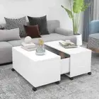 Wooden Coffee Table White Side Sofa Lounge Rectangle 75x75x38cm Wood