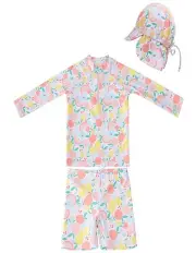 [Big Softies] Long Sleeve Rashie with Short And Hat Fruits in Baby Pink