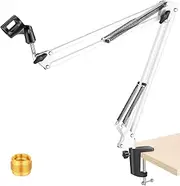 NEEWER Adjustable Microphone Suspension Boom Scissor Arm Stand, Max Load 1 KG Mic Stand for Radio Broadcasting, Voice-Over, Stage and TV Stations, Compatible with Blue Yeti Snowball Yeti X,etc (White)
