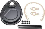 1 SET SHLPDFM Timing Chain Cover Kit CNC aluminum alloy Black SBC Gasket Seal Bolts Set Fits for Small Block Chevy 265,283,327,350,383,& 400