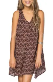 O'Neill 157800 Girls Alanie Dress Sleeveless Kids Wear Brown Sz. Medium