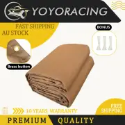 600x600cm Heavy Duty Waterproof Dustproof Dark Tan Canvas Tarp Camping Tarpaulin
