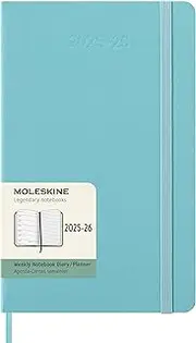 Moleskine DHB2418WN3Y26 Notebook, Starts from July 2025, 18 Months, Weekly Diary, Large Size (W x H x H): 5.1 x 8.3 inches (13 x 21 cm), Hardcover, Aquamarine
