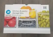 iDESIGN Linus Clear Plastic Fridge and Pantry Kitchen Organizers - Set of 4