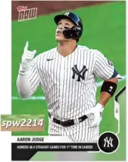 2020 Topps Now Aaron Judge #41 Homers in 4 Straight Games