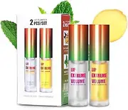 2 Pack Luxurabalm Lip Plumper, Luxurabalm Lip Extreme Volume, Dual Formula Plumping Lips Gloss With Ginger & Mint, Natural Lips Care & Enhancer Set for All Skin Types