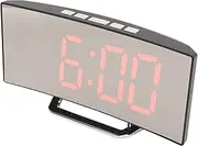 RIZGHWOY Curved Mirror Digital Alarm Clock with Adjustable Brightness for Bedroom Decor, LED Clock with Temperature Display, 1 User Manual for Bedroom or Desk (Red Light)