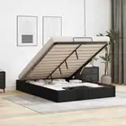 vidaXL Ottoman Storage Bed Frame without Mattress Black Double Faux Leather BMG