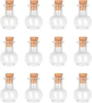 Tiny Decorative Glass Bottles 12 Pcs (Tiny Flat-Bottomed Potion Bottles)