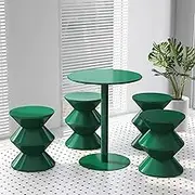 Round Cocktail Bar Table with Metal Base - Small Bistro Dining Table, Green Nightstand Coffee End Table for Living Room, Bedroom, Small Spaces, Modern Home Decor(48x72cm)