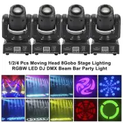 1/2/4Pcs Moving Head 8Gobo Stage Lighting RGBW LED DJ DMX Beam Bar Party Light#