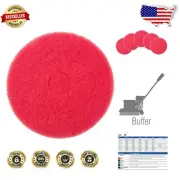 Professional Quality 20-Inch Red Buffing Pads - 5-Pack for Tough Floor Care
