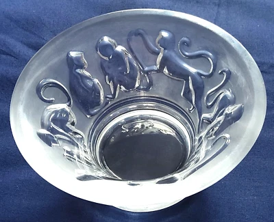 LALIQUE JUNGLE CANDLE BOWL IT'S LIKE MONKEYS ARE MOVING AS CANDLE FLICKERS SUPER