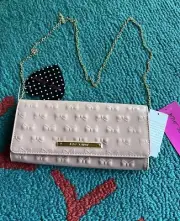 Betsey Johnson Clutch Crossbody Shoulder Bag Blush Patent Purse NWT!